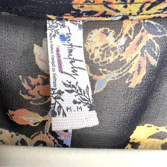 Free People Dream State Tunic Kimono Black Boho Top Size Medium - Picture 5 of 9